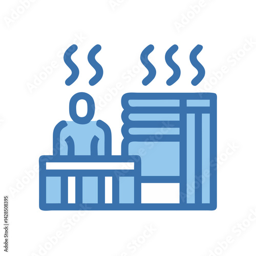 Sauna Icon: Person relaxing in blue steam room
