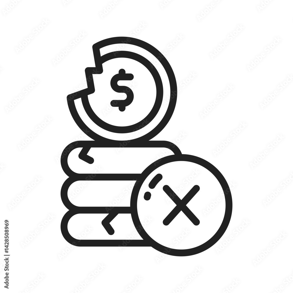 Obraz premium Insolvent icon vector image. Suitable for mobile apps, web apps and print media.