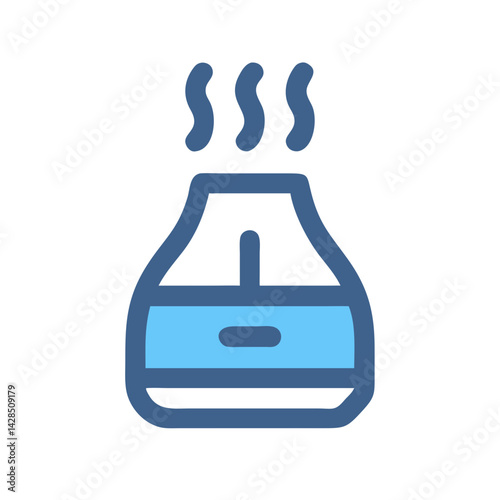 Blue Aromatherapy Diffuser Icon with Steaming Top Design