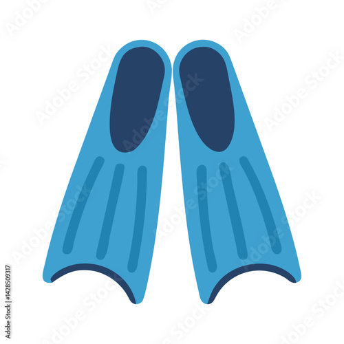 Cartoon blue swim fins isolated on a black background