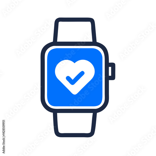 Smartwatch Health Tracking with Heart and Check Icon