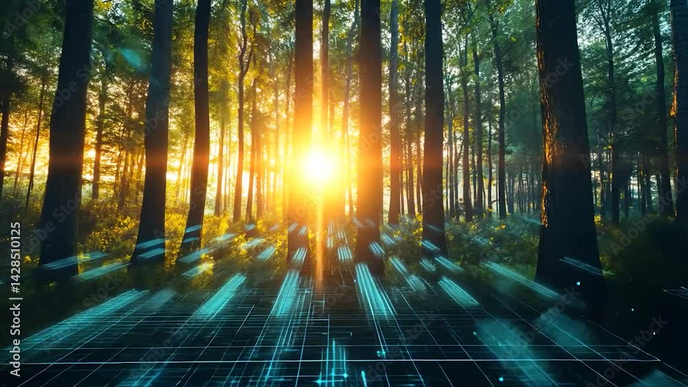 Digital Forest Sunrise