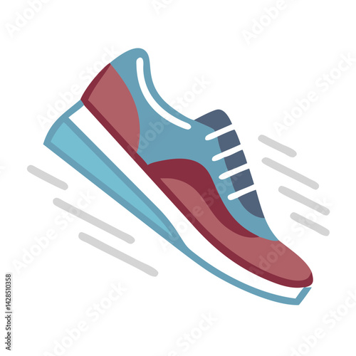 Modern athletic shoe running fast on black background