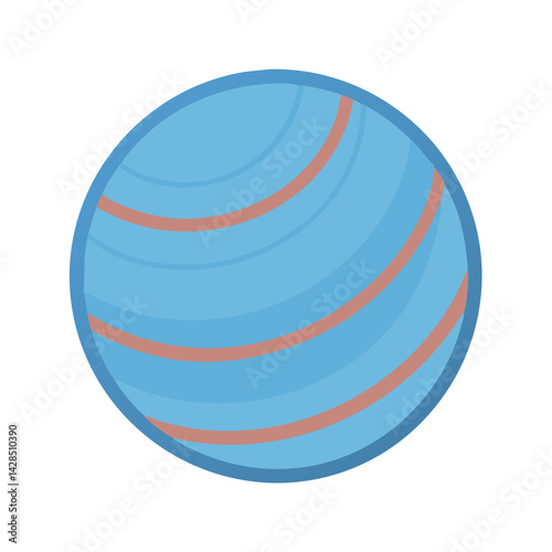 Cartoon blue planet with brown stripes on black background
