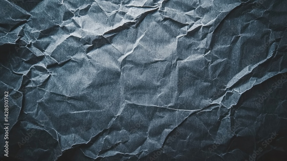 Fototapeta premium Textured, crumpled dark gray paper surface.