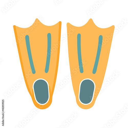 Yellow Diving Fins Illustration for Summer Activities and Sports