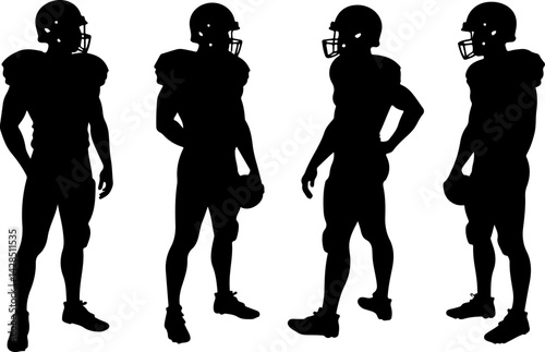 American football silhouette, Football player clipart, Football SVG, Gridiron art, NFL player silhouette, Sports clipart, Quarterback silhouette, Football action pose, Running back SVG, Linebacker sil