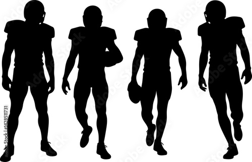American football silhouette, Football player clipart, Football SVG, Gridiron art, NFL player silhouette, Sports clipart, Quarterback silhouette, Football action pose, Running back SVG, Linebacker sil