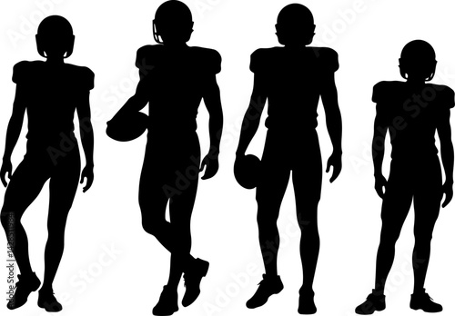 American football silhouette, Football player clipart, Football SVG, Gridiron art, NFL player silhouette, Sports clipart, Quarterback silhouette, Football action pose, Running back SVG, Linebacker sil