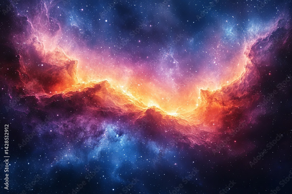 Fototapeta premium The vibrant colors of a cosmic nebula among countless stars