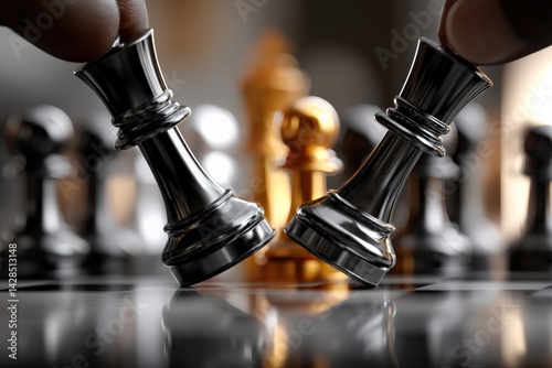 Obraz na płótnie Chess Strategy with Kings and Pawns in Close-Up Shot w salonie