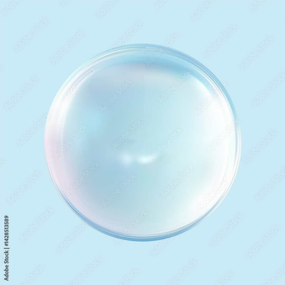 Obraz premium Realistic glossy glass ball.Abstract 3D light bubble with glare.Geometric abstract shape.