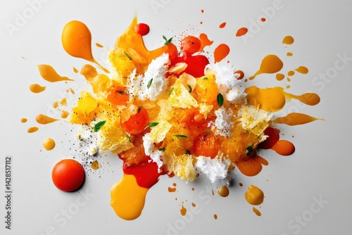 Obraz na płótnie Colorful Composition of Fresh Ingredients with Creative Food Splashes w salonie