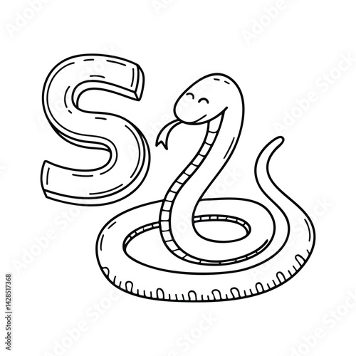 An illustration of letter S stand for Snake