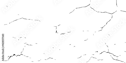 Cracks isolated on white background.Cracks on the concrete wall.Wall Background. For designers to apply texture cracks to objects.
