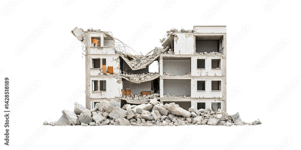 Obraz premium demolished house isolated on white background