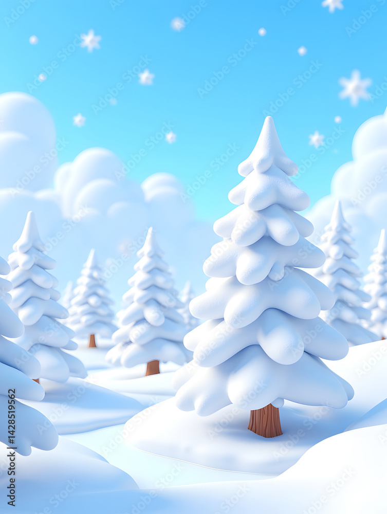 Naklejka premium Lidong solar term winter forest heavy snow outdoor travel festival scene illustration
