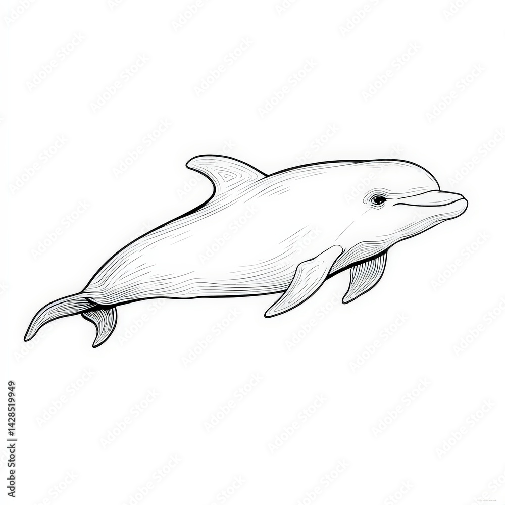 Obraz premium Illustration of a dolphin swimming gracefully in a simple, artistic style.