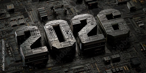 Obraz na płótnie new year 2026 digital background with futuristic circuit board structure w salonie