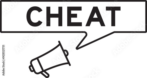 Megaphone icon with speech bubble in word cheat on white background