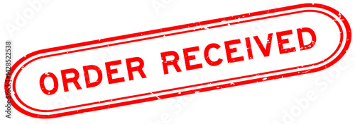 Grunge red order received word rubber seal stamp on white background