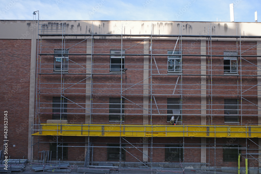 Building under maintenance in the city Building under maintenance in the city