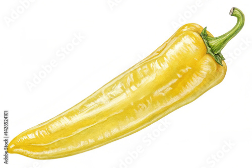 Long yellow pepper isolated on transparent background