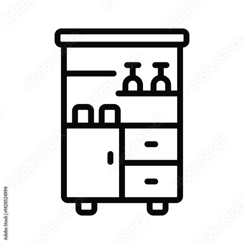 Crockery cabinet icon creatively designed in outline style