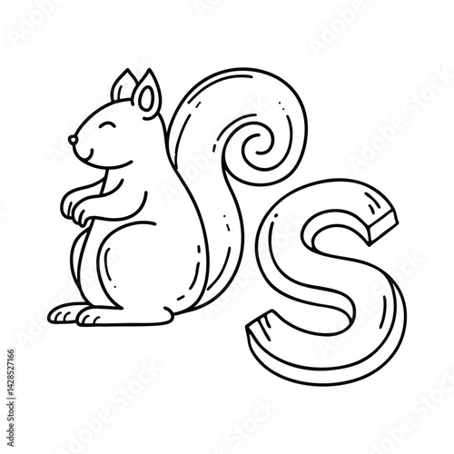 An illustration of letter S stand for Squirrel