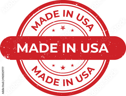 Made in USA Stamp, ribbon, label, badge in Vector illustration