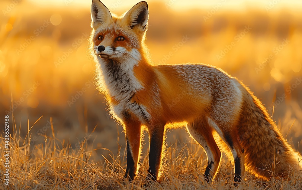 Obraz premium Red fox at golden hour