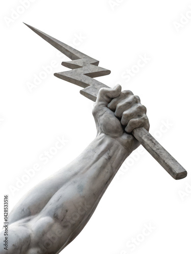 Close-up of a Powerful Hand Holding a Lightning Bolt A Sculpted Masterpiece