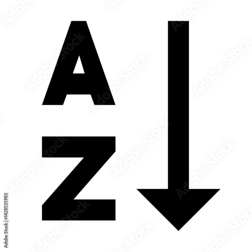 Illustration of sorting icon with letter a over letter z and a downward arrow indicating descending order sort