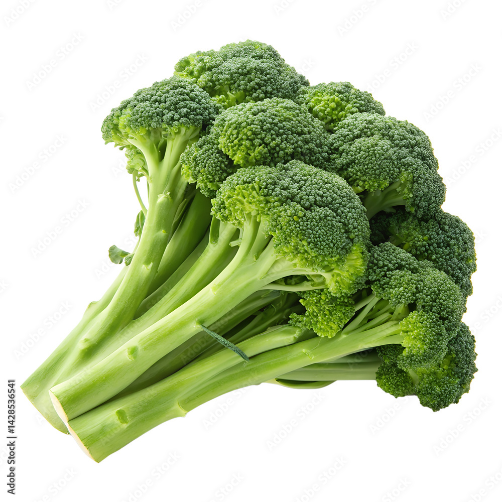Fresh Green Broccoli Florets Isolated on Transparent Background Fresh Green Broccoli Florets Isolated on Transparent Background