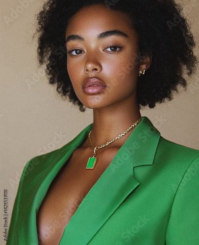 Graceful Black Woman in Couture-Inspired Fashion