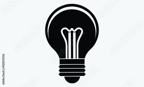 Light bulb silhouette, Line art illustration of a hanging light bulb with a visible filament
