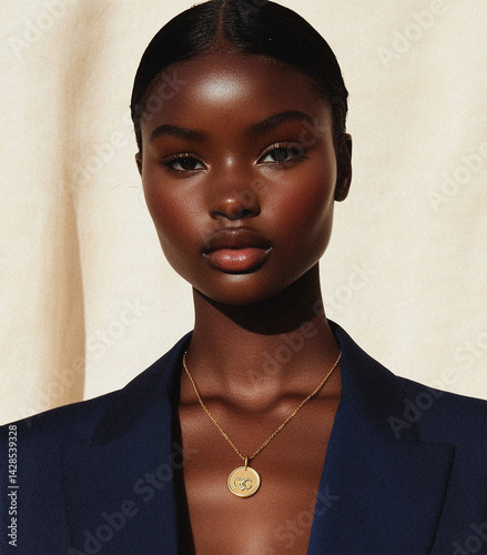 Graceful Black Woman in Couture-Inspired Fashion