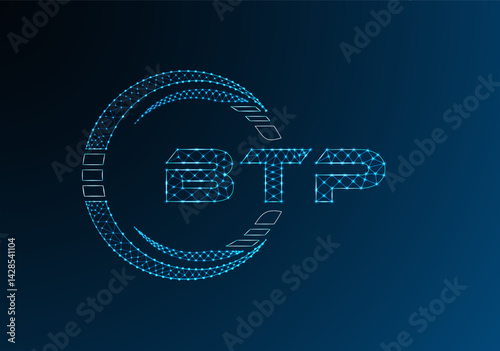 BTP low poly letter logo vector design. BTP lower poly logo design.