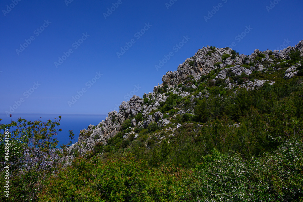Scenic view from St. Hilarion Castle over Northern Cyprus