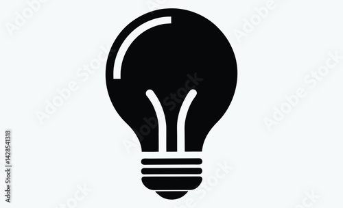 Light bulb silhouette, Line art illustration of a hanging light bulb with a visible filament