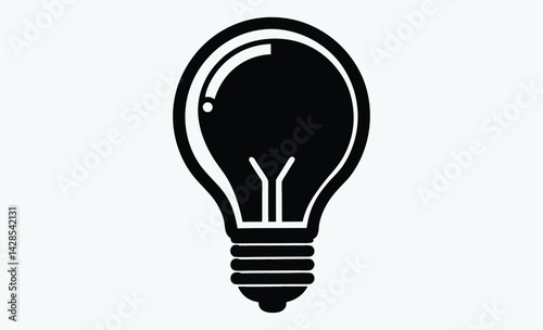 Light bulb silhouette, Line art illustration of a hanging light bulb with a visible filament
