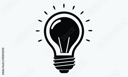 Light bulb silhouette, Line art illustration of a hanging light bulb with a visible filament