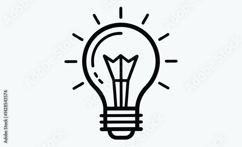 Light bulb silhouette, Line art illustration of a hanging light bulb with a visible filament