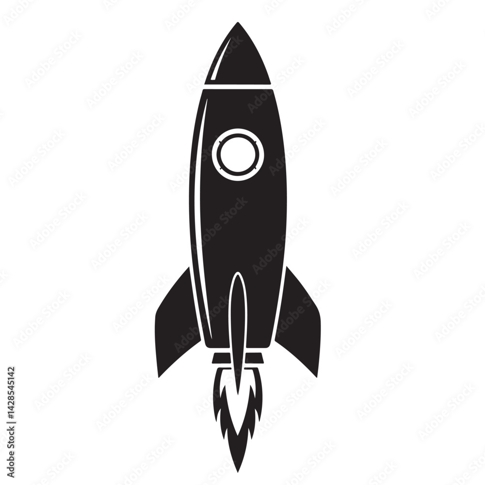 Rocket Icon Silhouette – Startup and Launch Vector Symbol in Black Rocket Icon Silhouette – Startup and Launch Vector Symbol in Black
