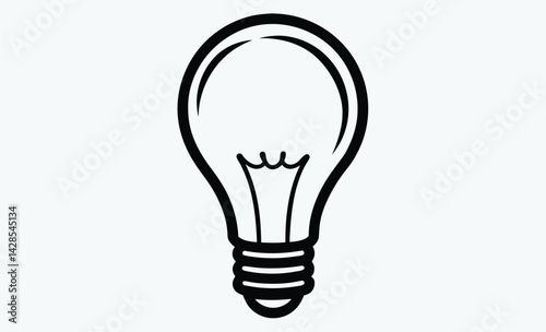 Light bulb silhouette, Line art illustration of a hanging light bulb with a visible filament