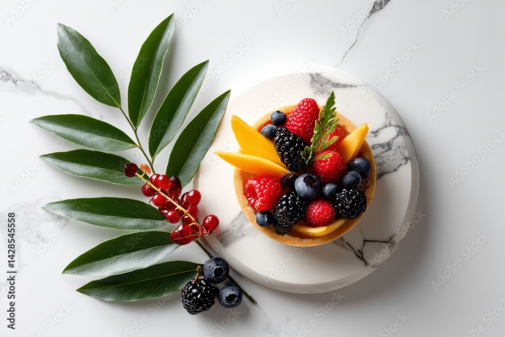 Fresh Fruit Tart with Raspberries, Blackberries, and Tropical Flavors
