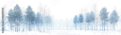 Wallpaper Mural Winter Woodland SnowCovered Trees in Foggy Landscape, Blue Tinted Scenic View Torontodigital.ca