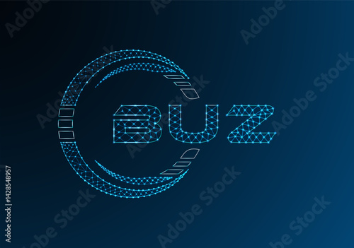 BUZ low poly letter logo vector design. BUZ lower poly logo design.
