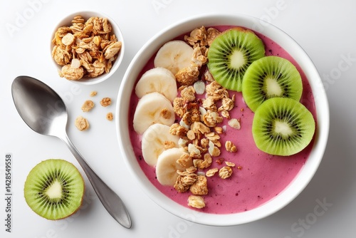 Obraz na płótnie Fresh Smoothie Bowl with Granola, Fruits and Healthy Toppings w salonie