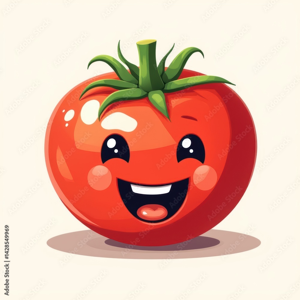 Cute cartoon tomato character smiling joyfully, perfect for children's illustrations Generative AI Cute cartoon tomato character smiling joyfully, perfect for children's illustrations Generative AI